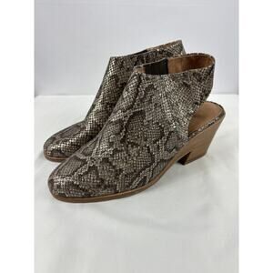 Gentle Souls Harlie Slingback Snake Print Heels Tan Grey Brown Snakeskin 9.5 M